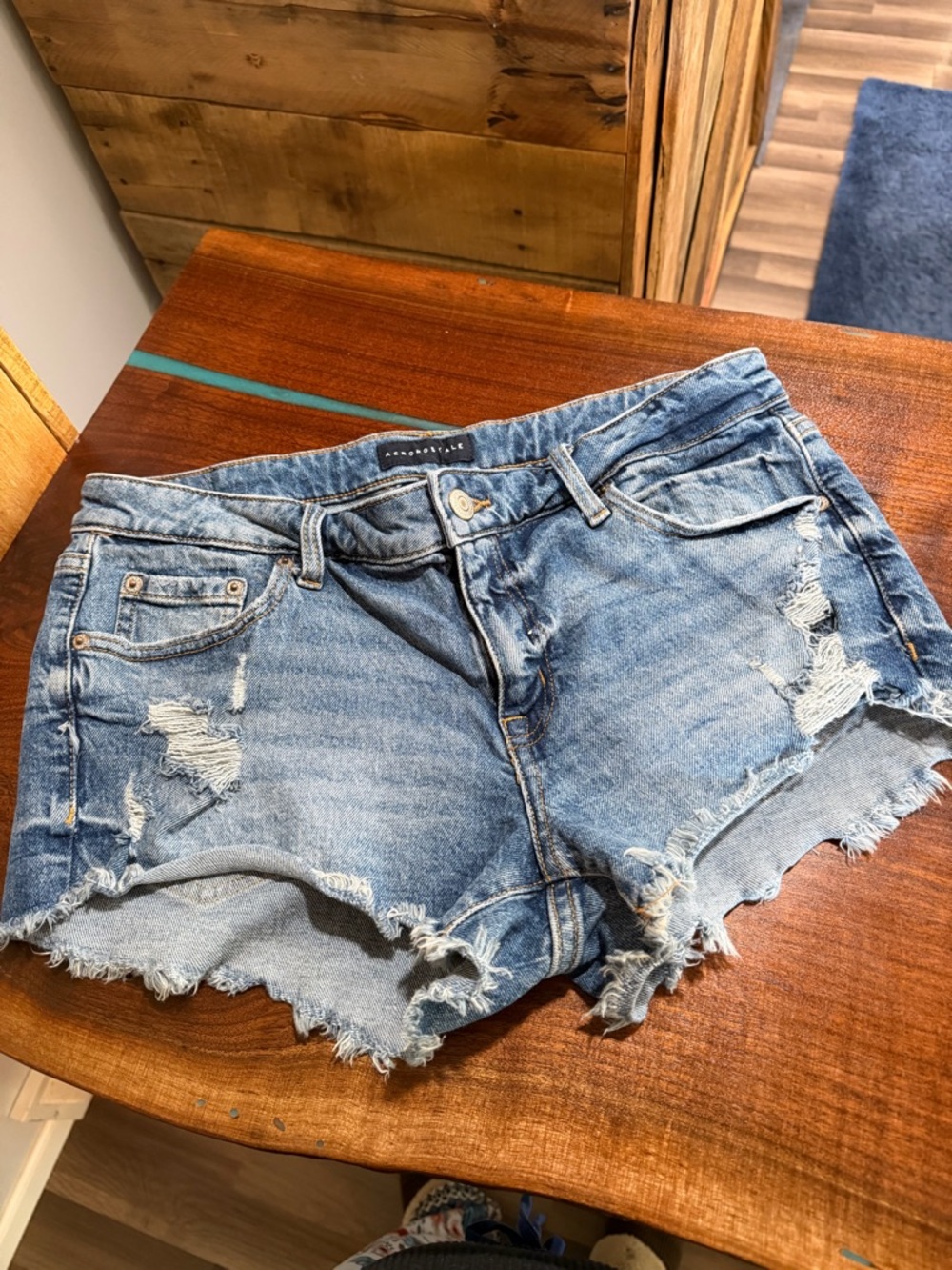Aeropostale Light Blue Distressed Denim Cutoff Shorts